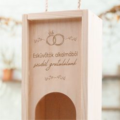 gravírozott fa Esküvőre nászajándék - bortartó doboz