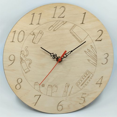 gravírozott fa Rajztanárnak - gravírozott fa óra 25cm