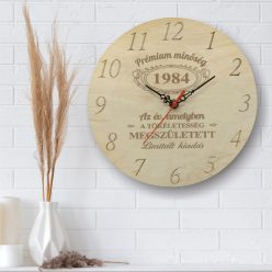 gravírozott fa Szülinapos - egyedi gravírozott fa óra 25cm