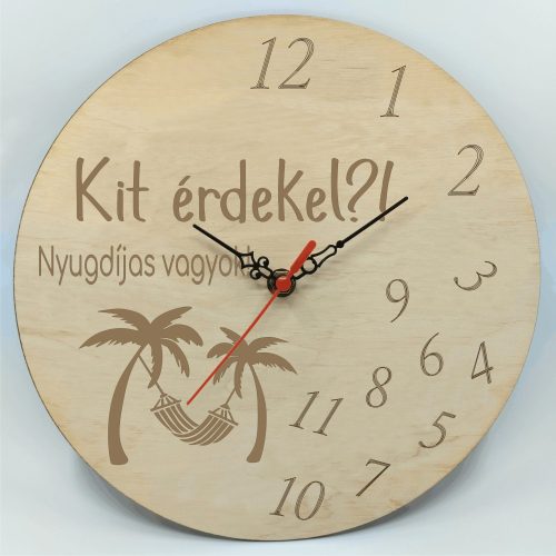 gravírozott fa Nyugdíjba vonulásra - gravírozott fa óra 25cm