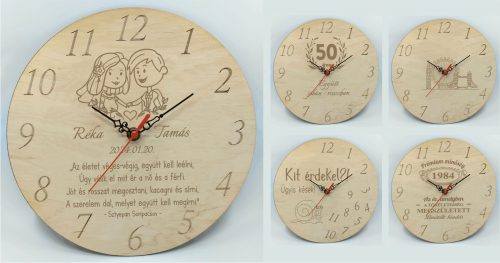 gravírozott fa Nyugdíjba vonulásra - gravírozott fa óra 25cm