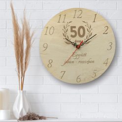 gravírozott fa Évfordulóra - gravírozott fa óra 25cm