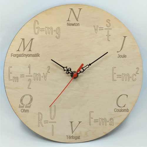 gravírozott fa Fizikatanárnak - gravírozott fa óra 25cm