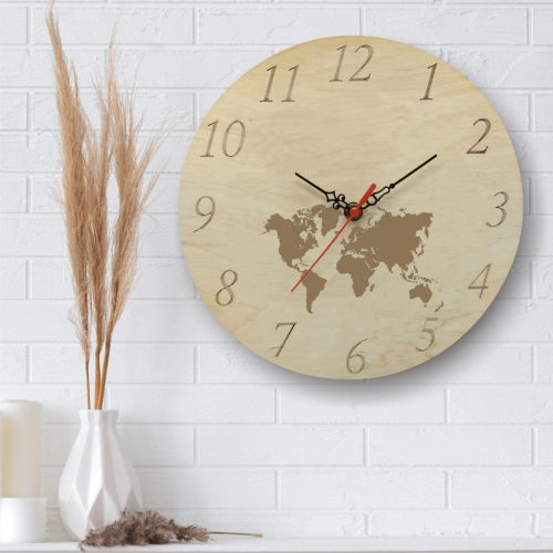 foldrajz tanárnak - gravírozott fa óra 25cm