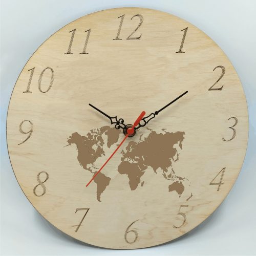 gravírozott fa Földrajztanárnak - gravírozott fa óra 25cm
