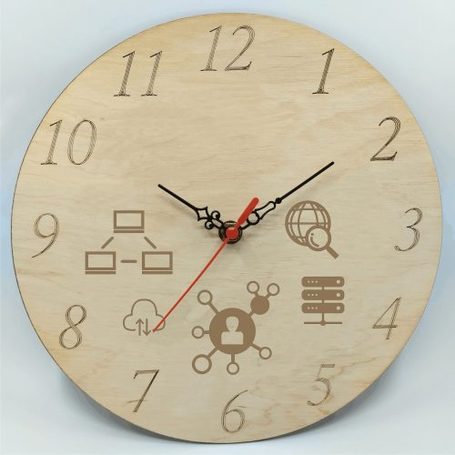 gravírozott fa Informatikatanárnak - gravírozott fa óra 25cm