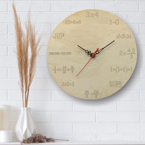 Matematika tanárnak - gravírozott fa óra 25cm