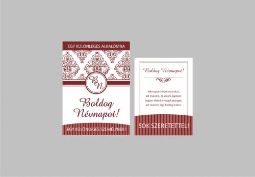 üveg Bordó névnapos üvegcímke