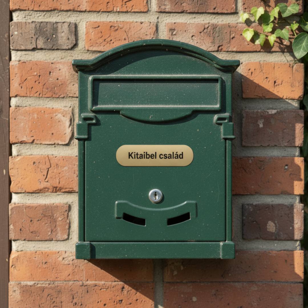 Arany névtábla postaládán